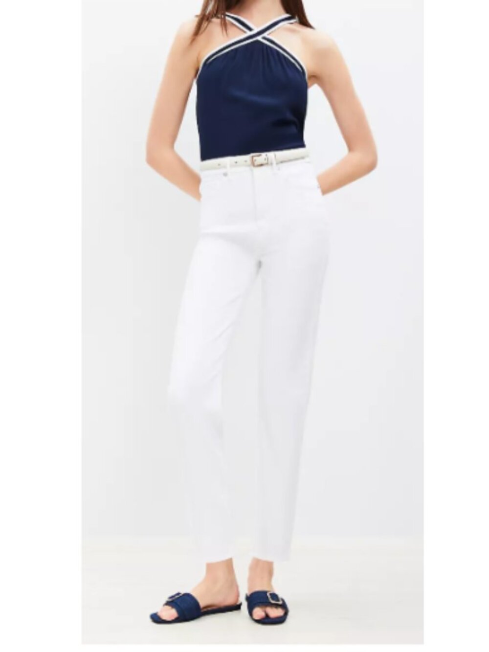 LOFT NWT High Rise Slim Ankle Jeans in White sz 25/0